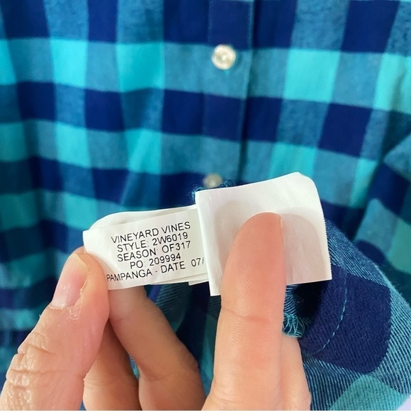 Vineyard Vines Plaid Peplum Button Down Shirt Size 12 - Picture 6 of 11